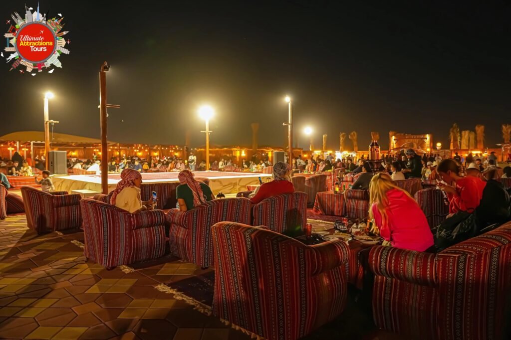 premium desert safari dubai shisha corner and majlis seating