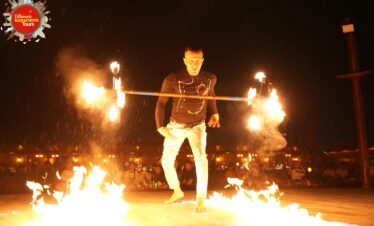 premium desert safari dubai fire show night performance on stage