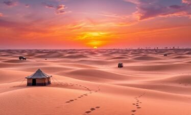 غروب الشمس في دبي مع رحلة سفاري صحراوية