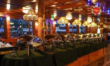 International buffet dinner on Dubai Canal cruise