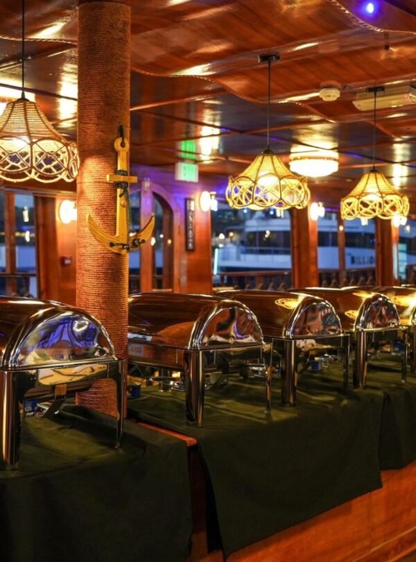 International buffet dinner on Dubai Canal cruise