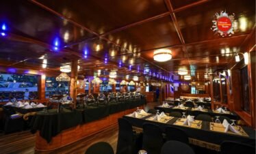 Luxury interior dining area on Dubai dinner cruise