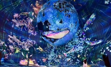 Interactive light tunnel at TeamLab Phenomena Abu Dhabi