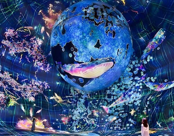 Interactive light tunnel at TeamLab Phenomena Abu Dhabi