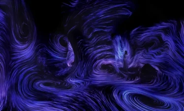 TeamLab Phenomena cascading waterfall digital projection art