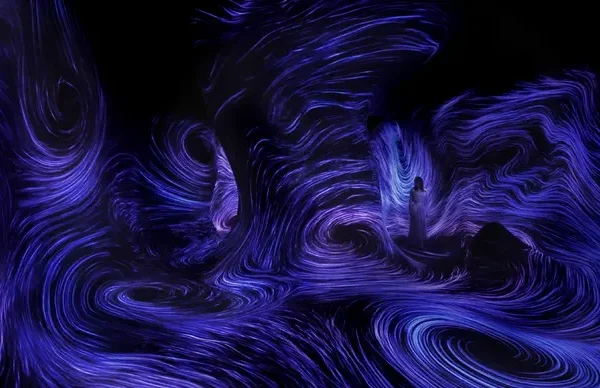 TeamLab Phenomena cascading waterfall digital projection art